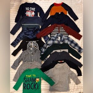 15 Piece Toddler Boys Long-Sleeve Shirt Bundle- Size 4T